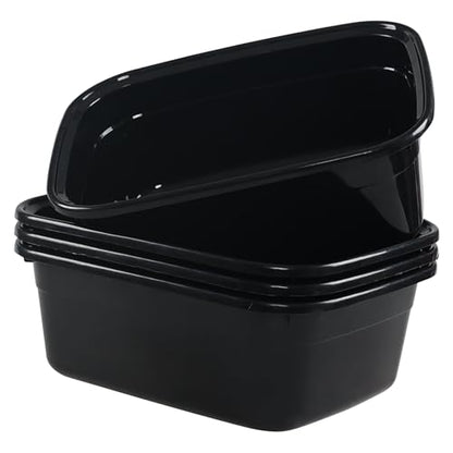 Asking 14 Quart Rectangular Plastic Dish Pan Tub, Portable Washbasin, Black