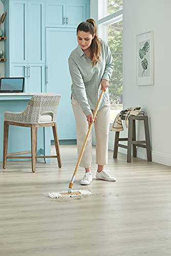 Harper Live.Love.Clean. Bamboo 2-in-1 Smooth Surface Wet/Dry Dust Mop with (2) Washable Wraparound Pads for Cleaning Dust, Pet Hair & Fine Dry Dirt - style: Bamboo Household Wet/Dry Mop