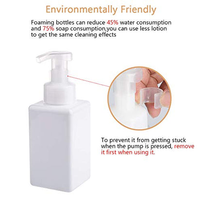UUJOLY Foaming Soap Dispenser, 450ml (15oz) Refillable Pump Bottle Plastic for Liquid Soap, Shampoo, Body Wash (2 Pcs) (White) - color: White, size: 15 oz (2 Pack)