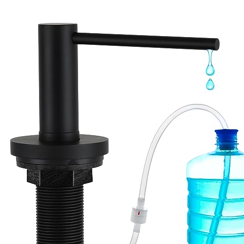 Gappo Upgraded Matte Black Soap Dispenser for Kitchen Sink, Stainless Steel Countertop Pump, Built in Sink Soap Dispenser with 47" Extension Tube kit - color: Matte Black