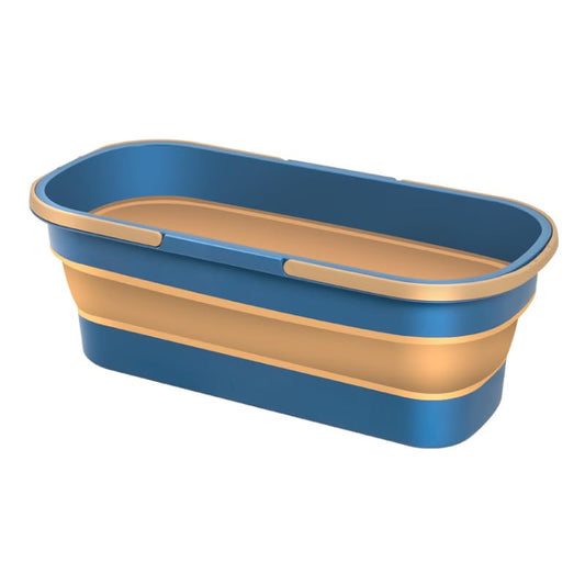 Large Collapsible Mop Bucket with Wheels 18L (4.5 Gallon), Portable Folding Mop Bucket for House Cleaning, Camping, RV, Rectangular Tub Handy Basket for Cleaning Mop Space Saving Storage (Blue) - color: Blue Bucket