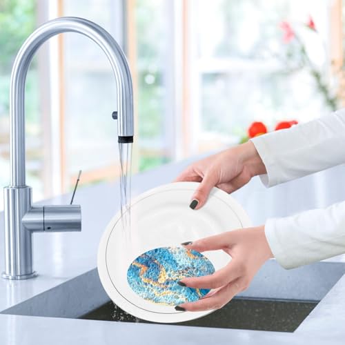 YETTASBIN Marble 3PCS Wood Pulp Scrub Sponges, Reusable Absorbent Household Cleaning Sponge Non-Scratch Kitchen Dish Sponges, Multi-Surface Safe Scrubber for Nonstick Pans, Pots