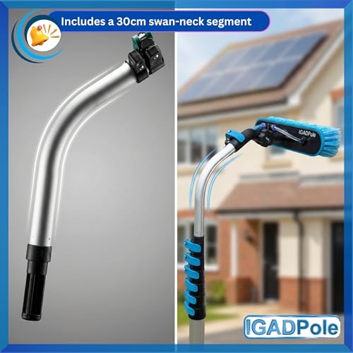 IGADPole 28 FT Water-Fed Washing Kit with Soap-Dispenser, Brush, 10″ Squeegee & Cobweb Duster for Windows, Gutters, Solar Panels & Exterior Walls - size: 28 FT Pole