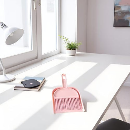 Plastic Mini Broom and Dustpan,Mini Cleaning Brush with Dustpan Set Desktop Cleaning Accessories,Pink with Set,Plastic Broom