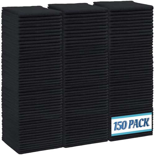 HOMEXCEL Black Microfiber Cleaning Cloth,150 Pack Cleaning Rags, Cleaning Towels,11.5"X11.5" Shop Towels - color: Black