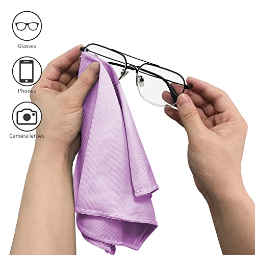 Puomue 6 Pack Microfiber Glass Cleaning Cloth, 16 Inch X 16 Inch, Lint Free Quickly Clean Window, Glasses, Windshields, Mirrors, and Stainless Steel, Pink - color: Pink