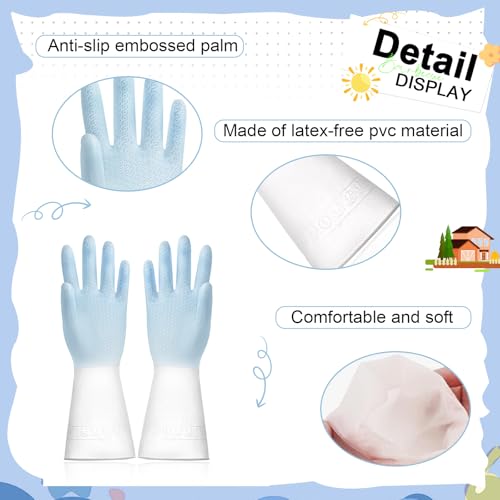 Long Cuff Cleaning Gloves Waterproof Reusable Household Gloves Anti Slip Grip for Kitchen Dishwashing Bathroom Garden Tasks - color: Blue, size: Large
