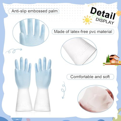 Long Cuff Cleaning Gloves Waterproof Reusable Household Gloves Anti Slip Grip for Kitchen Dishwashing Bathroom Garden Tasks - color: Blue, size: Large