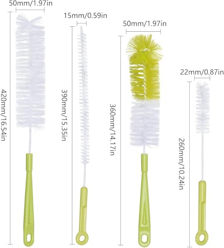 4 Pcs Bottle Cleaning Brush Set 4 Different Brushes for Cleaning Inside Tea Kettles Sports Water Bottles Coffee Jugs Juice Pitchers Espresso Machine Cleaning Products