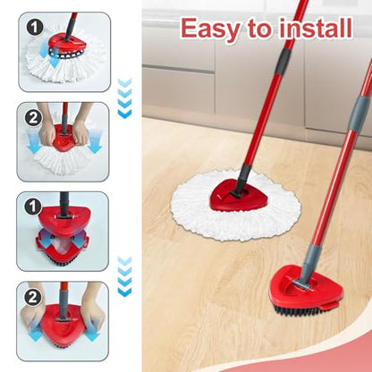 Mop Heads Replacement for Ocedar, Mop Replace Head for Ocedar EasyWring 1 Tank, Microfiber Spin Mop Refills, Include 5 Spin Mop Replacement Head Deep Cleaning Machine Washable with 2 Scrubber Mop Head - color: White-5 Mop Heads&2 Scrubber