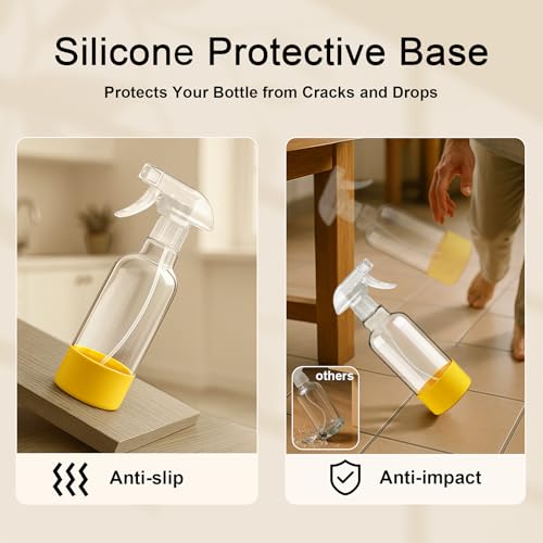 Glass Spray Bottles with Silicone Sleeve 16.9oz 2 Pack Empty Spray Bottle for Hair Mist/Stream Spraying for Cleaning Solutions, Plants, Essential Oils (clear-white&yellow) - color: clear-white&yellow