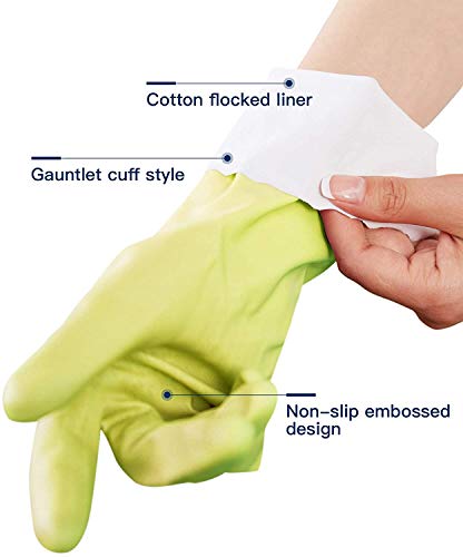 LANON wahoo Skin-Friendly Cleaning Gloves, Dishwashing Kitchen Gloves with Cotton Flocked Liner, Reusable, Non-Slip, Bud Tender, Medium - color: Bud Tender, size: Medium (Pack of 1)