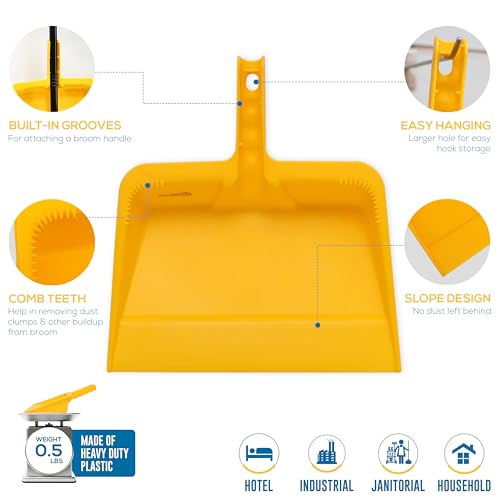 KLEEN HANDLER Heavy-Duty Plastic Handheld Dust Pan for Indoor/Outoor Commercial & Residential Use in Kitchen, Garage, Decks and More, Pack of 6