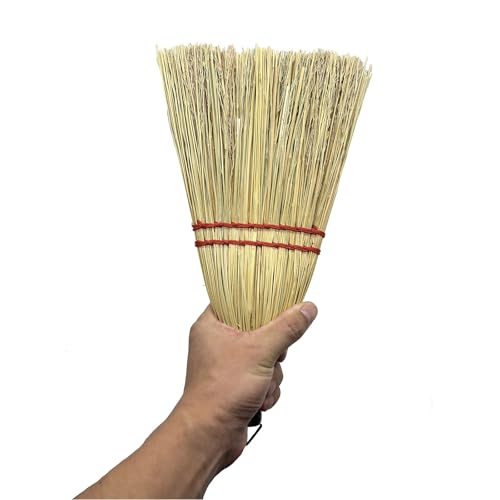 12 Inch Corn Handmade Broom Mini Whisk Made of Natural Corn Broom Straw with a Solid Metal Hang Design for Outdoor Car Porch Debris Dust Dirt Driveways Sidewalks Halloween