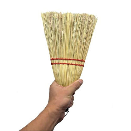 12 Inch Corn Handmade Broom Mini Whisk Made of Natural Corn Broom Straw with a Solid Metal Hang Design for Outdoor Car Porch Debris Dust Dirt Driveways Sidewalks Halloween
