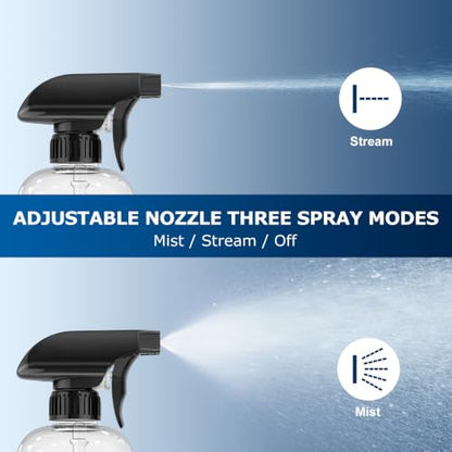 Veco 24oz Graduated Spray Bottles, 4-Pack — 360° Any-Angle Spraying for Easy Dilution, Leak-Resistant spray bottles for Cleaning, Plants, Hair & Pet Use + Foldable Funnel - size: 24 Ounces