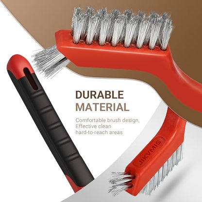 6 Pieces Stainless Steel Wire Brush Set, Stainless Steel Bristles for Cleaning Welding Slag and Rust,Scratch Brush with Mini Head & Hanging Hole for Everyday Cleaning - color: Stainless steel