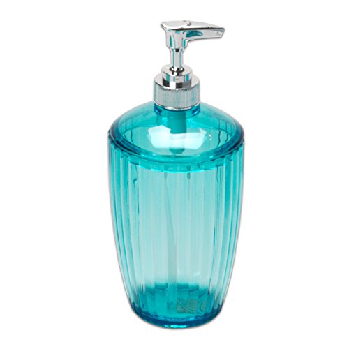 Sweet Home Collection Ribbed Acrylic Bathroom Durable Scratch Resistant Modern Set or Individual Bath Accessories, Lotion/Soap Pump, Cerulean Blue - color: Cerulean Blue, size: Lotion/Soap Pump