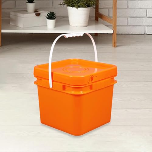 Square Bucket All Purpose Pail Large Capacity Food Storage Container with Handle and Lid for Home Improvement Outdoor Picnics, 8L 23.7x23.7x20.95cm