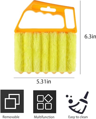 2 Pcs Blind Cleaner - Washable Window Blind Cleaner Duster Tool, Hand-Held Blind Duster for Wood Dlinds Mini Duster Brush Blind Dust Cleaner Venetian Shades Brush Window - color: Orange、yellow