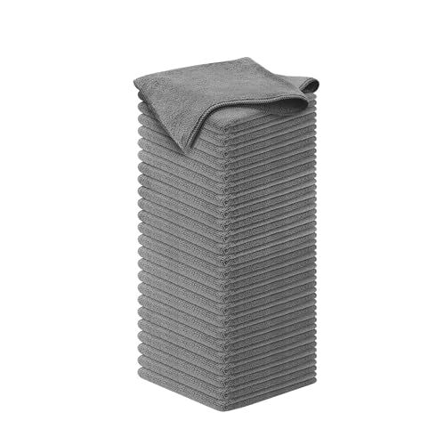 USANOOKS Microfiber Cleaning Cloth Grey - 50 Pcs (12.5"x12.5") - High Performance - 1200 Washes, Ultra Absorbent Microfiber Towel Weave Grime & Liquid for Streak-Free Mirror Shine - Car Washing Cloth - color: Gray, size: Pack of 50