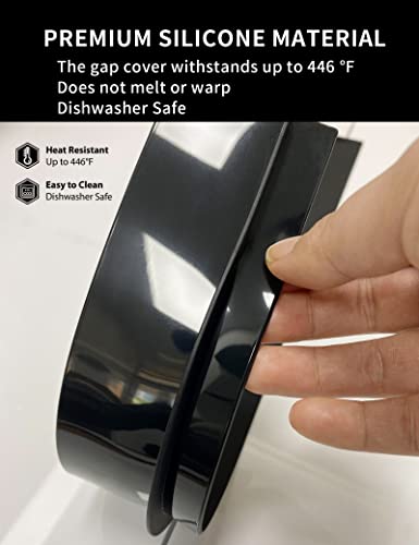 Donpearl Black Stove Gap Covers (2 Pack), Silicone Gap Filler for Stove and Counter, Oven Edge Side Gap Guards, Kitchen Range Crumb Catcher Strips between Stovetop and Countertop (21 inch Black) - color: 21 inch Black