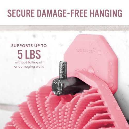 Sud Scrub® Antimicrobial Shower Hook, Self Adhesive Hooks for Shower Wall, Heavy Duty Removable Wall Hooks, Stick On Hooks for Hanging, Bathroom Towel Hook (Pink) - color: Pink