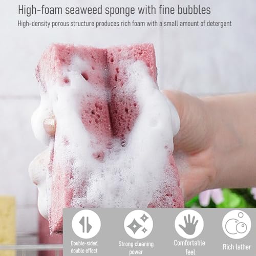 Non-Scratch Household Cleaning Sponges- Scrubbing Dish Sponge Ideal for Washing Kitchen,Dishes, Bathroom &More - 3 Kitchen Cleaning Sponges