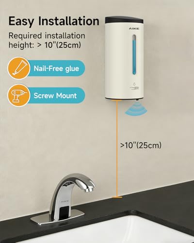 AIKE Classic Automatic Soap Dispenser,25 oz Liquid Wall Mount,MatteWhite Stainless Steel Finish Model AK1205E - color: Mattewhite Stainless Steel