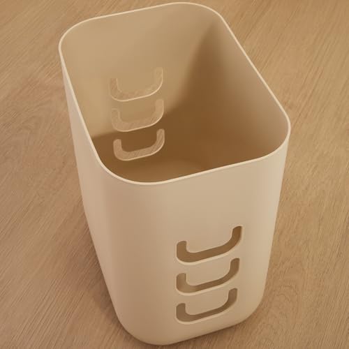 STORi Luup Bathroom Wastebasket, Secure Grocery Bags, Plastic Garbage Container for Vanity, Laundry Room, Kitchen, Office, 2.5 Gallon, Beige, Made in USA - color: Beige