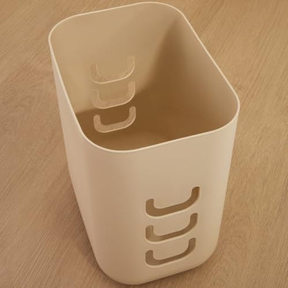 STORi Luup Bathroom Wastebasket, Secure Grocery Bags, Plastic Garbage Container for Vanity, Laundry Room, Kitchen, Office, 2.5 Gallon, Beige, Made in USA - color: Beige