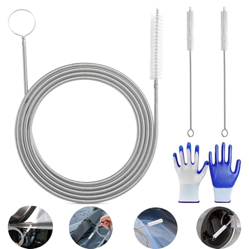 Car Drain Dredge Cleaning Scrub Brush, 150cm Flexible Auto Sunroof Drain Cleaning Tool with 2Pcs 7.9in Cleaning Brush, Flexible Tube Cleaning Brush for Car, ac, Home Kitchen (1Pcs, 236in) - color: 1pcs, size: 236in