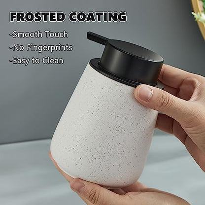 12Oz Ceramic Liquid Soap Dispenser - Modern Lotion Hand Soap Dispenser with Easy-to-Press Black Pump, Reusable and Refillable Dish Soap Dispensers for Bathroom & Kitchen, Speckled Matte White - color: Speckled White, style: Liquid Pump