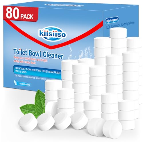 KIISIISO Toilet Bowl Cleaner Tablets 80 PACK, Automatic Bleach Toilet Tank Cleaners, Bathroom Long-Lasting Freshness, Slow-Releasing Powerful Deodorizing & Descaling - size: 80 Count (Pack of 1)