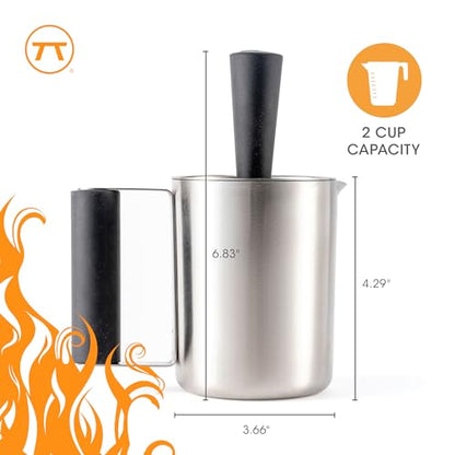 Outset Basting Brush and Pot, Stainless Steel Sauce Brush and Cup For Grill and Kitchen - size: 6.75" Stainless Steel