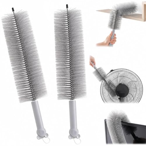 Bendable Fan Cleaning Brush, Washable Microfiber Ceiling Fan Duster, Reusable Bendable Cleaning Brush for Home Electric Fan Air Conditioner Car Vent Curtains Cleaner (Grey) - color: Gray