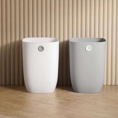 Bathroom Trash Can, Plastic Rectangular Garbage Can with Trash Liner Holder for Bedroom, Living Room, Small Indoor Waste Basket, 7L, Grey - color: ( New Model ) Grey