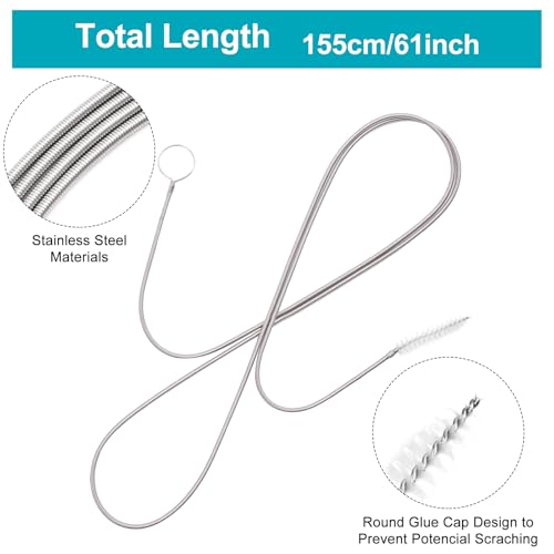 Long Flexible Tube Cleaning Brush Set, 61 Inch Drain Hose Brush for Cleaning RV Pipes, Water Bottles, Straws, Sink Drains - Slim Brush