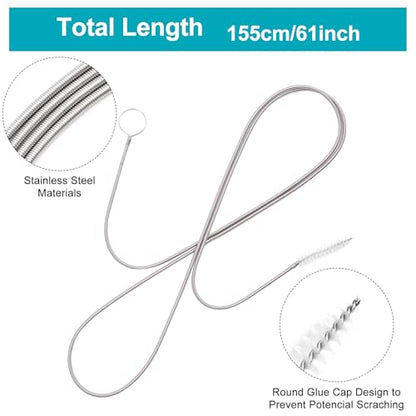 Long Flexible Tube Cleaning Brush Set, 61 Inch Drain Hose Brush for Cleaning RV Pipes, Water Bottles, Straws, Sink Drains - Slim Brush