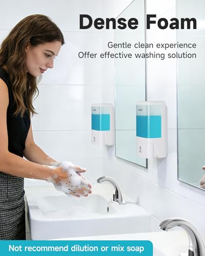 AIKE Wall Mount Foaming Soap Dispenser for Commercial Bathrooms,40 oz Large Capacity AK1007F,White - color: White