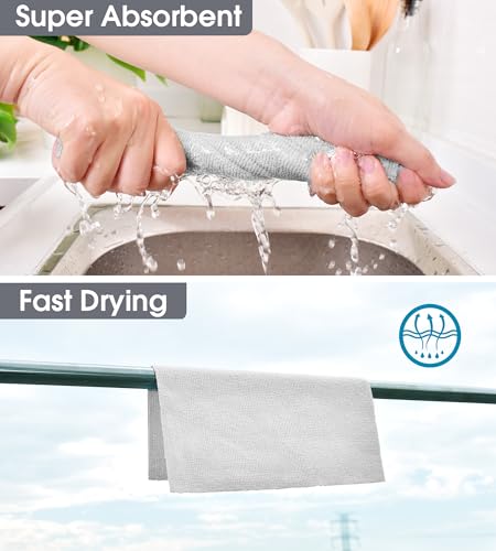 KitchLife Microfiber Cleaning Cloth Roll - Tear-Away Reusable Microfiber Paper Towels, Lint-Free, Washable, 20 Sheets for Kitchen, Car, Dishes, and Sensitive Surfaces (Light Gray) - color: Light Gray