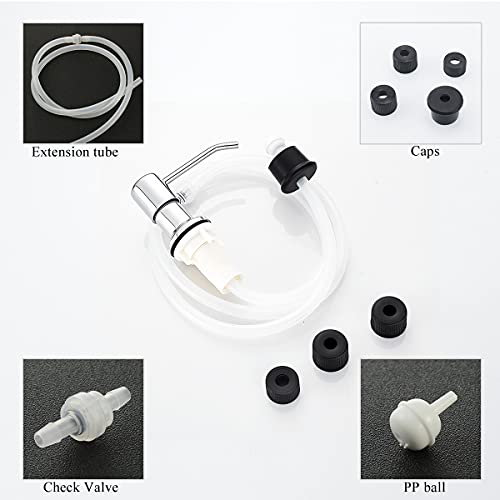 Soap Dispenser for Kitchen Sink and Extension Tube Kit, Stainless Steel with 47 Inches Tube Connects Directly to Soap Bottle, Hand and Dish Soap Dispenser Pump, Chrome - color: Plating