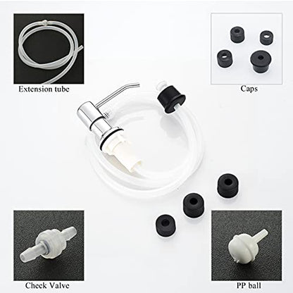 Soap Dispenser for Kitchen Sink and Extension Tube Kit, Stainless Steel with 47 Inches Tube Connects Directly to Soap Bottle, Hand and Dish Soap Dispenser Pump, Chrome - color: Plating
