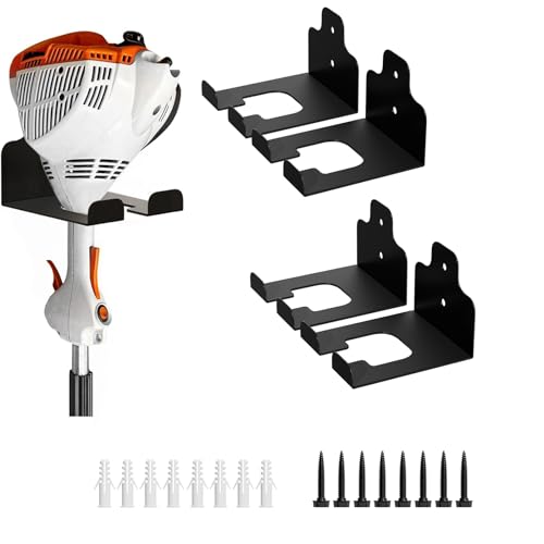 JNIHEEP Garage Organizer Trimmer Rack, Garden Power Tool Hanger Weed Whackers Holder Wall Mounted for Grass Trimmer, Hedge Trimmer, Garage Trimmer, Garden Tools,4 Pack - color: Black 4 Packs