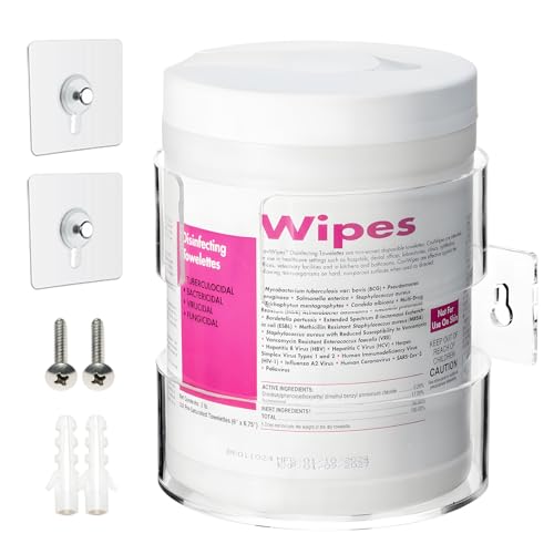Wipes Holder for Heavy Duty Cleaning Wipes, Clear Acrylic Wall Mount Cleaning Wipes Dispenser Wall Bracket Wipes Rack for Hospital, Kitchen, Office, Garage (5.04" L x 5.31" W x 5.51" H) - size: 5.04"L x 5.31"W x 5.51"H