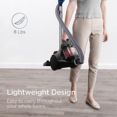 Eureka Bagless Canister Vacuum Cleaner, Lightweight Vac for Carpets and Hard Floors, Red, Whirlwind NEN110D - color: Red