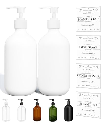 Kzeirm White Soap Dispenser Set of 2 - Kitchen & Bathroom, Hands & Dishes Soap Dispenser - color: White