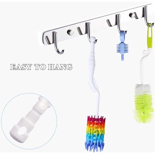Bottle Brush Cleaner-Baby Milk Bottle Cleaner Soft Silicone Bottle Brusher / 360 Degree Rotating Long Handle Brush for Washing Glassware, Cup, Decanter, Narrow Neck Brewing Bottle