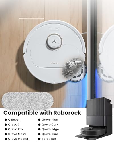 12Pcs Microfiber Mop Cloth Pad for Roborock Q Revo,Qrevo S,Qrevo Pro,Qrevo Master,Qrevo MaxV,QV35A,QV 35S,Qrevo S5V,Qrevo Edge S5A,Qrevo Curv,Saros 10R Robot Vacuum, Washable Mopping Cloth Accessories - color: Qrevo Mop12