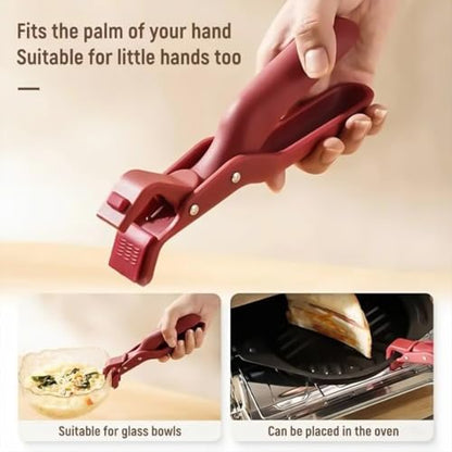 2026 New Hot Plate Gripper, Multi-Angle Anti-Scald Bowl Holder Clip, Multi-Function Hot Dish Gripper Handles, Kitchen Silicone Anti Slip Clip Tool for Pot, Pan, Bowl, Plate, Baking Tray (Red*1PC) - color: Red*1PC